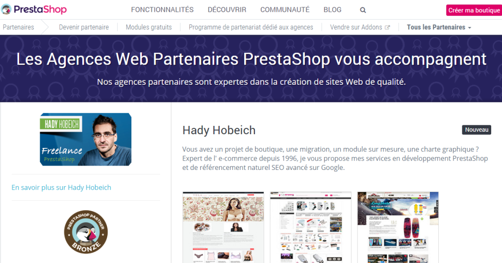 certification partenaire prestashop freelance bronze