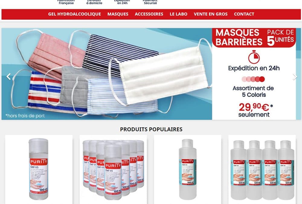 Boutique de Gel hydroalcoolique fabriqué en France